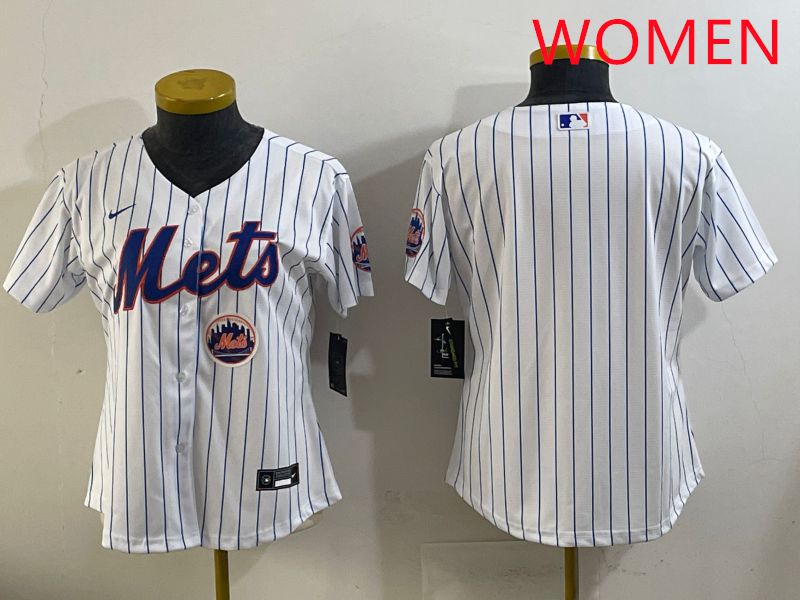 Women New York Mets Blank White Stripe Game 2025 Nike MLB Jersey style 3